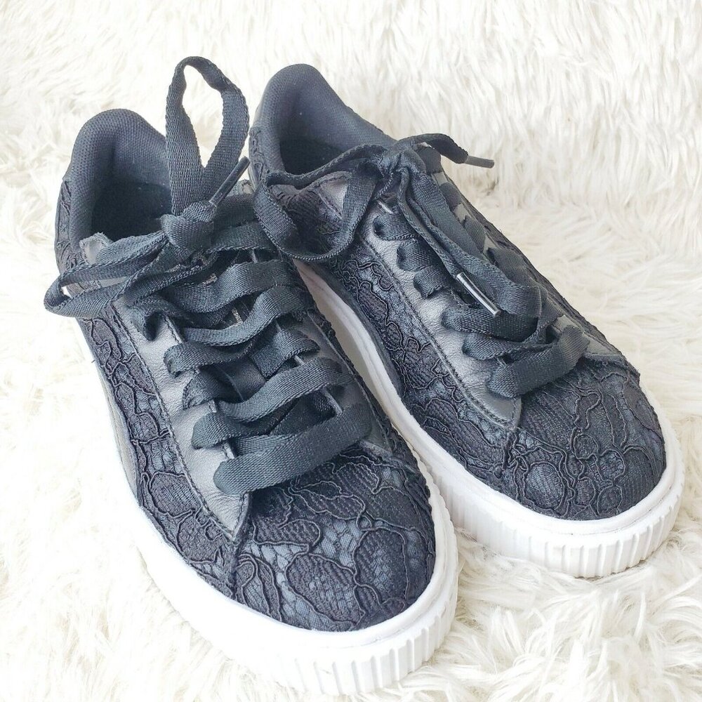 Puma Women's Basket Platform FO Sneakers Casual Shoes Black Size 6 EUC - Picture 5 of 7